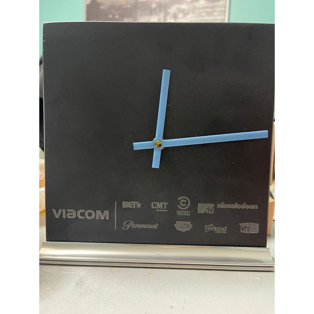 Viacom Desk Clock Modern Logo Decor Office‎ Media Room Square